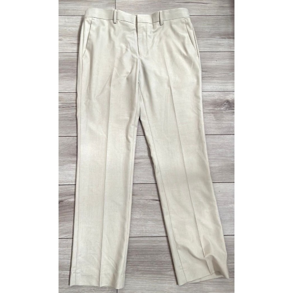 Topman Men's Dress Pants 34R Beige Slim Fit Flat Front Stretch 30 Inseam